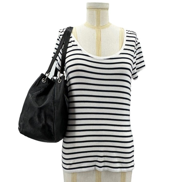 Roberta Gandolfi Black Leather & Calf Hair Hobo Bag Embossed Reptile & Zippers - Picture 5 of 10